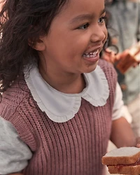 Toddler Girl 2-Piece Sleeveless Sweater Top & Floral Print Cotton Skirt Set - Multi