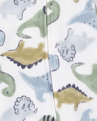 Baby Boy Dinosaur Print Loose Fit Long-Sleeve Sleep & Play Pajamas - White