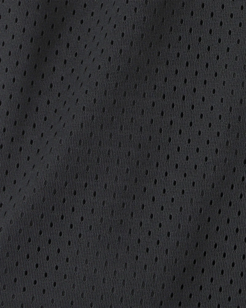 Boys Striped Mesh Active Shorts - Black