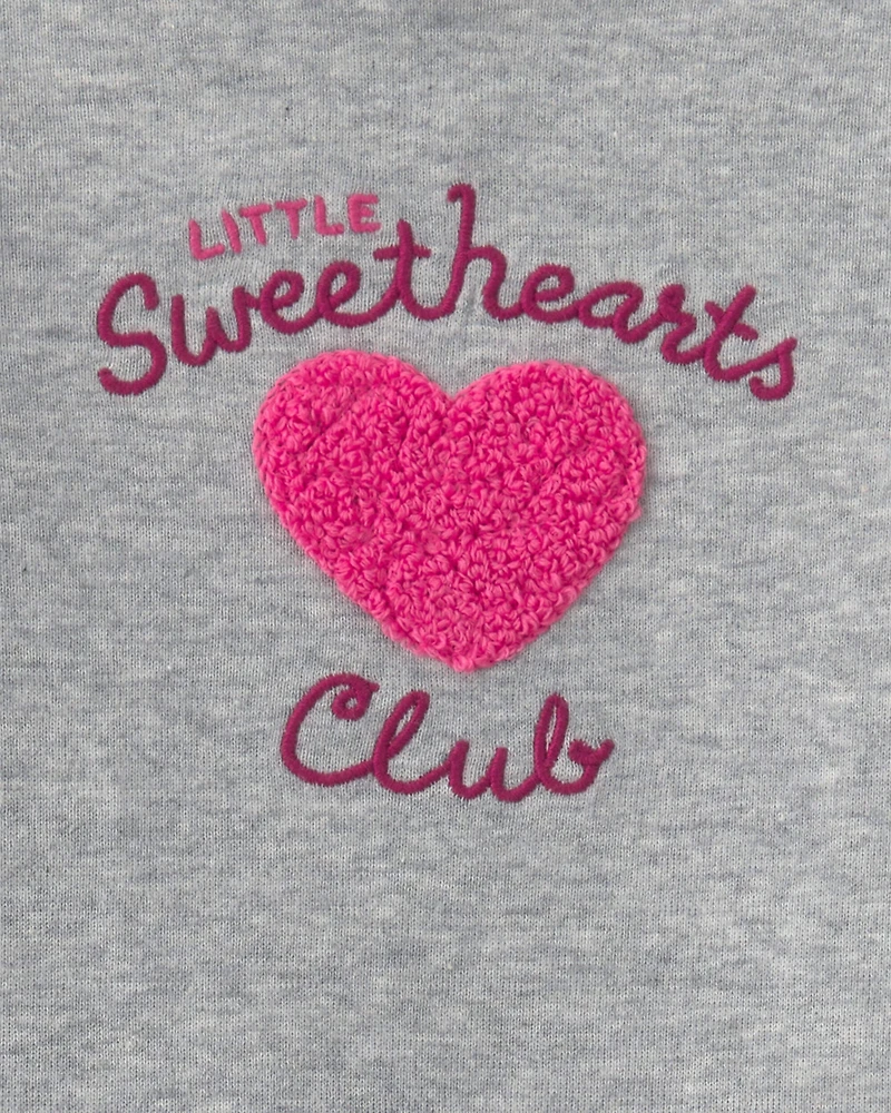 Baby Girl 2-Piece 'Little Sweethearts Club' Long-Sleeve Bodysuit & Pant Set - Pink/Grey