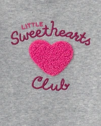 Baby Girl 2-Piece 'Little Sweethearts Club' Long-Sleeve Bodysuit & Pant Set - Pink/Grey
