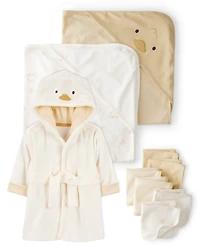 Baby 9-Piece Chick Bath Time Gift Set - Yellow/Ivory