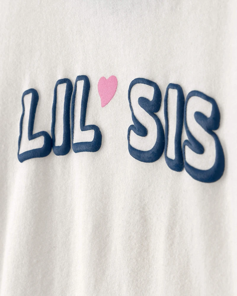 Toddler Girl 'Lil Sis' Graphic Tee - Ivory