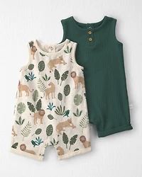 Baby Boy 2-Pack Organic Cotton Rompers in Jungle