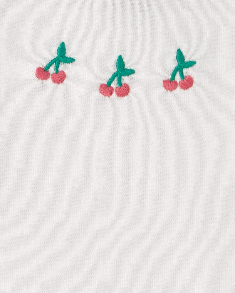 Baby Girl 3-Piece Cherry Striped Outfit Set - Beige/White