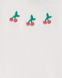 Baby Girl 3-Piece Cherry Striped Outfit Set - Beige/White