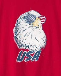 Kids Fourth Of July Eagle Graphic Tee - Red