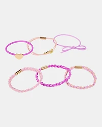 Girls 6-Pack Ponytail Hairbands - Purple/Pink