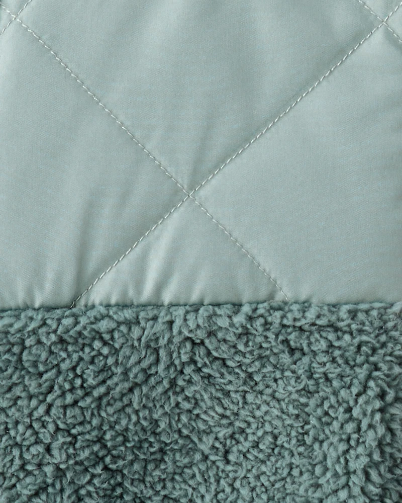 Toddler Boy Long-Sleeve Midweight Quilted Sherpa Jacket - Green