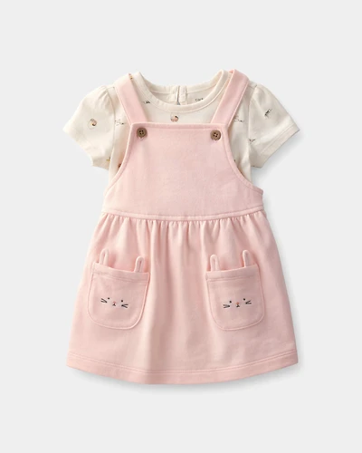 Baby Girl 2-Piece Easter Bunny Jumper Set - Pink/Ivory