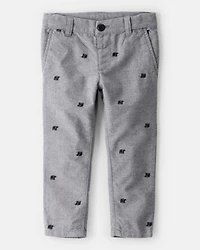Toddler Boy Bear Print Dress Pants - Grey
