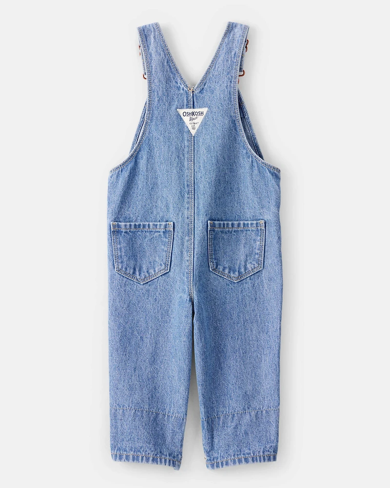 Baby Girl Floral Patchwork Denim Overalls - Blue