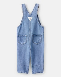 Baby Girl Floral Patchwork Denim Overalls - Blue