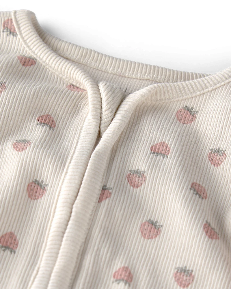 Baby Girl Organic Cotton Sleep & Play Pajama in Strawberry