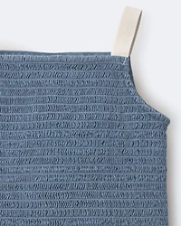 Toddler Girl Smocked Peplum Top in Chambray