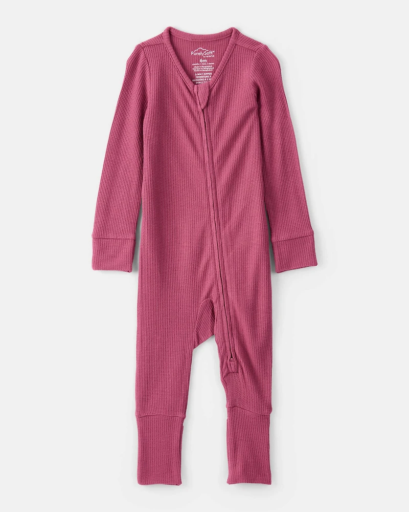 Baby Girl PurelySoft Long-Sleeve Sleep & Play Pajamas - Burgundy