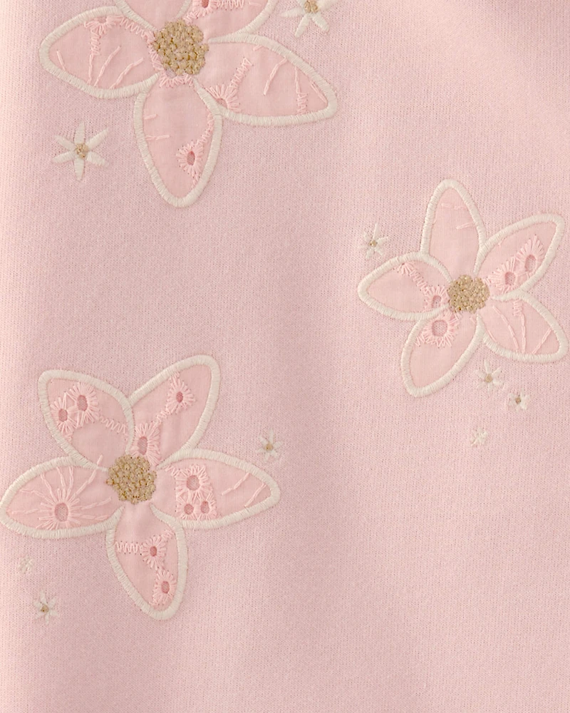 Girls Floral French Terry Pullover Sweatshirt - Pink