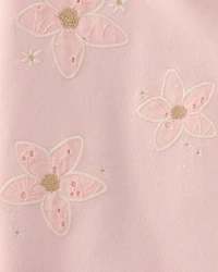 Girls Floral French Terry Pullover Sweatshirt - Pink
