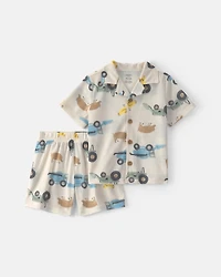 Toddler Boy 2-Piece Farm Short-Sleeve Pajama Set