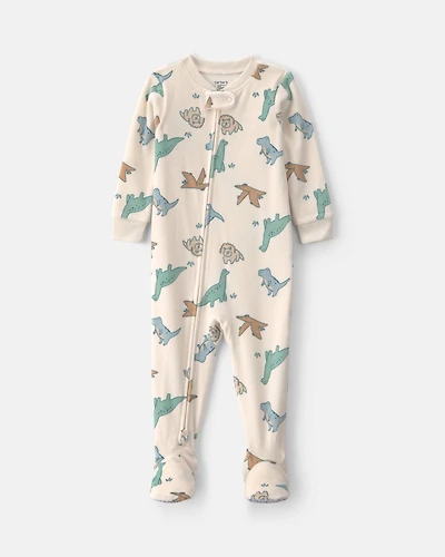 Toddler Boy 1-Piece Dino DreamPlush Snug Fit Footed Pajama - Cream