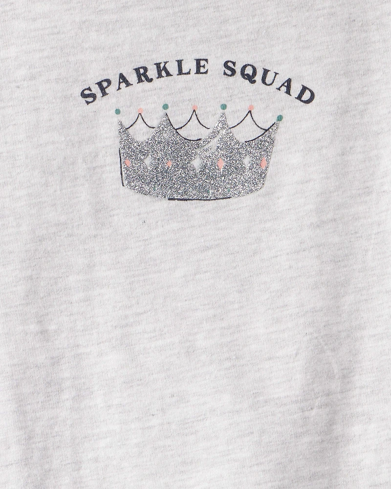 Toddler Girl Sparkle Squad Short-Sleeve Graphic Tee - Grey