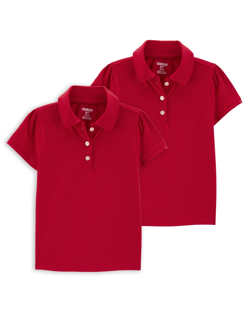 Toddler 2-Pack Pique Uniform Polo Shirts - Red