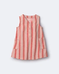 Toddler Girl Striped Pocket Dress - Orange