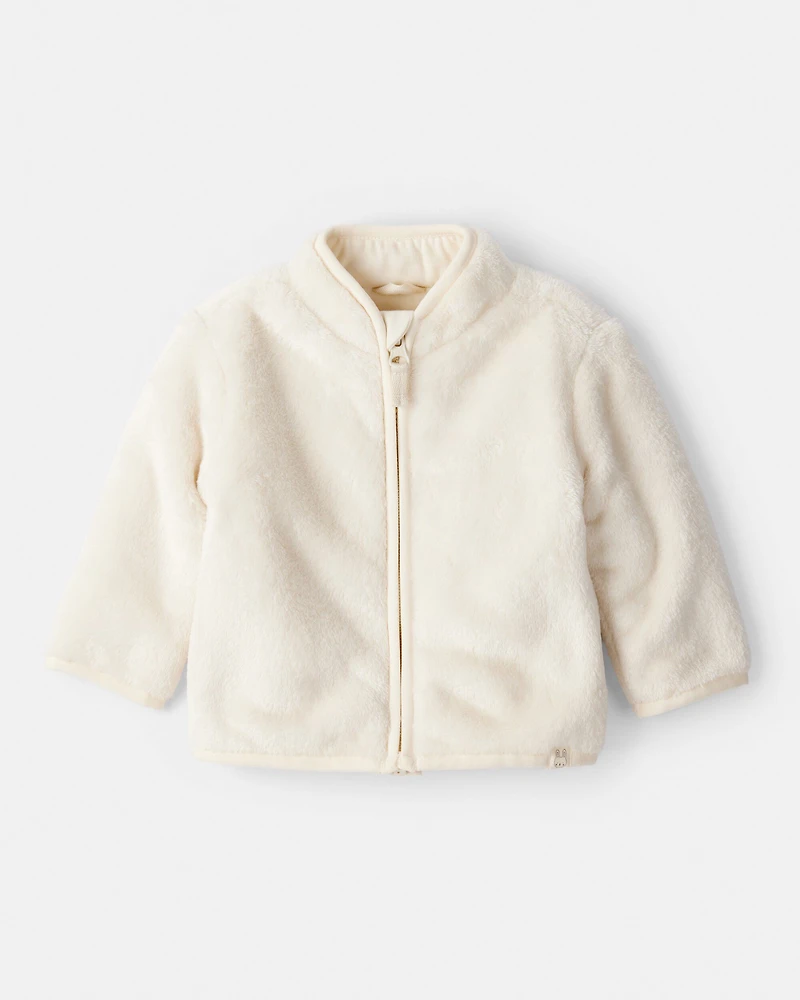 Baby Girl Sherpa Zip-Up Jacket - Ivory