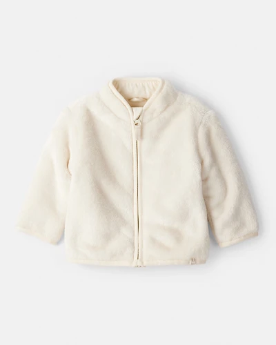 Baby Girl Sherpa Zip-Up Jacket - Ivory