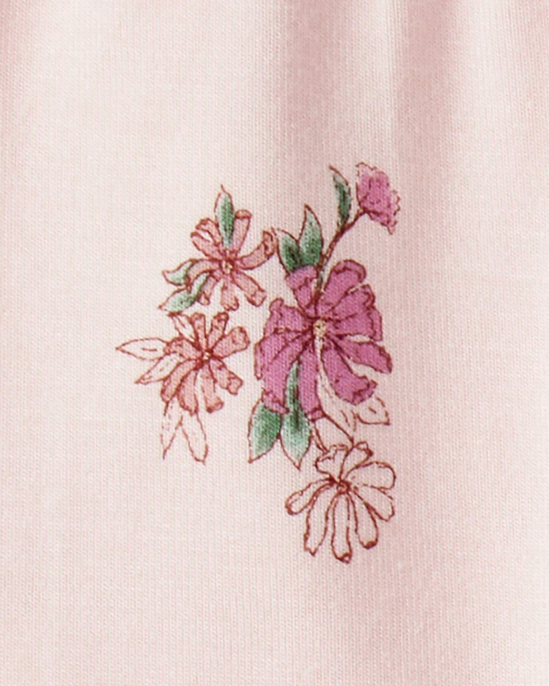 Baby Girl 2-Pack Deer & Floral Print PurelySoft Pull-On Pants - Burgundy/Pink