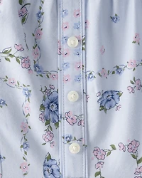 Girls Bandana Smocked Long-Sleeve Dress - Blue