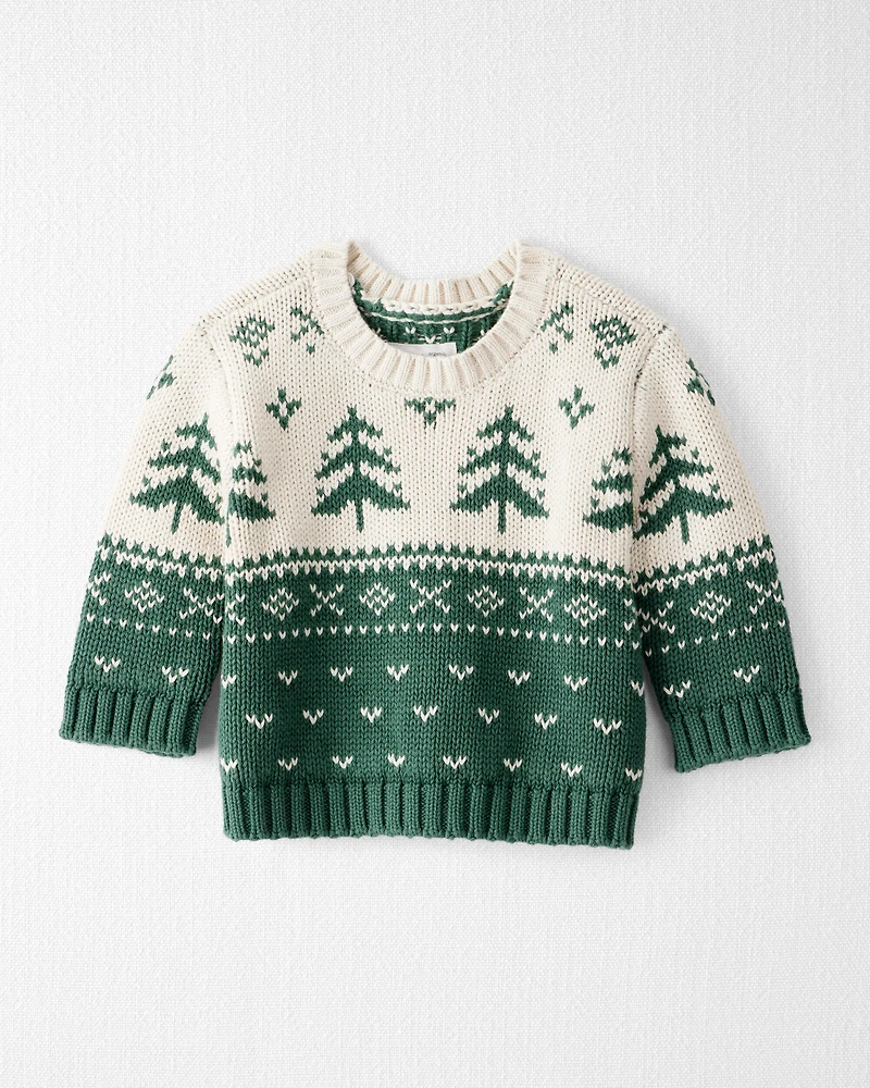 Baby Organic Cotton Evergreen Fair Isle Sweater