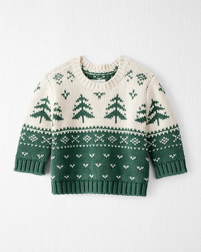 Baby Organic Cotton Evergreen Fair Isle Sweater