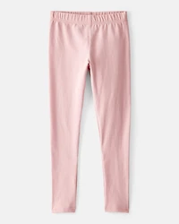Girls Cotton Pull-On Stretch Leggings - Pink