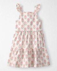Toddler Girl Organic Cotton Tiered Dress in Rosebud Petal Print