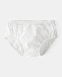 Baby Girl Textured Babydoll Dress - White