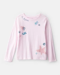 Girls Stars Long-Sleeve Graphic Tee - Pink
