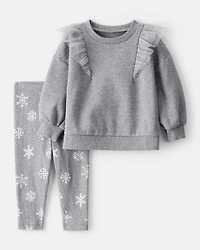 Baby Girl 2-Piece DayDream Fleece Snowflake Print Long-Sleeve Tee & Pant Set