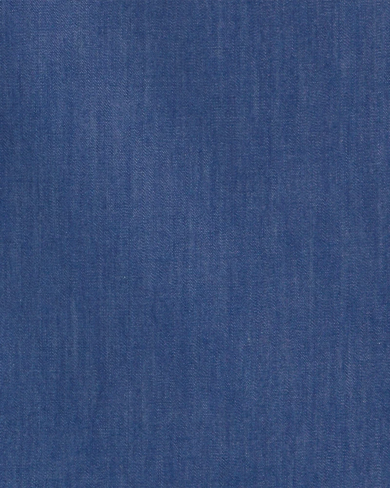 Girls 2-Piece Scallop Chambray Top & Short Set - Blue