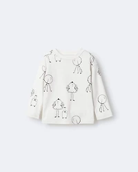 Toddler Neutral Travel Squish Character Long-Sleeve Graphic Tee - Cream