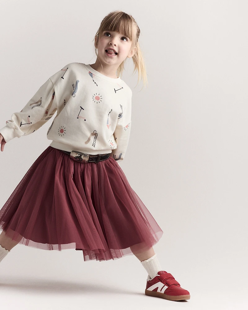 Toddler Dolman-Sleeve Sweatshirt in Park Day Print - Cream