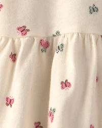 Toddler Girl 2-Piece Butterfly Long-Sleeve Top & Pant Set - Cream/Green