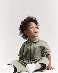 Toddler Day Out™ Cropped Jumpsuit - Olive