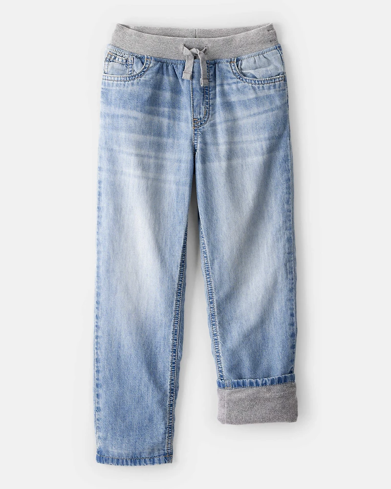 Boys Denim Pull-On Straight Jeans - Light Wash