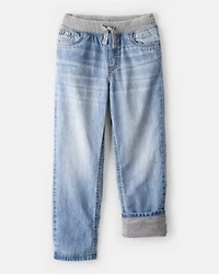 Boys Denim Pull-On Straight Jeans - Light Wash