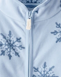 Toddler Girl Snowflake Microfleece Zip-Up Jacket - Blue