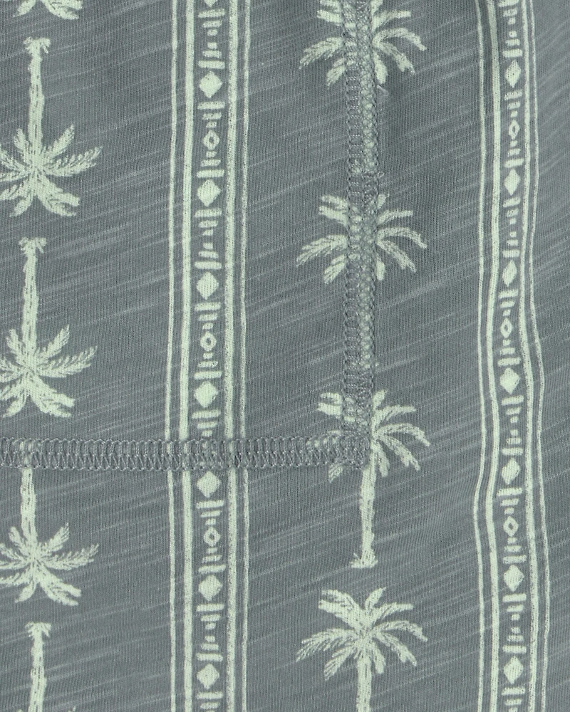 Boys Palm Tree Knit Shorts - Grey/Green