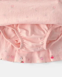 Baby Girl 2-Piece Strawberry Short-Sleeve Top & Skort Set - Pink