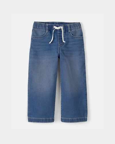 Toddler Girl Drawstring Wide-Leg Jeans - Dark Wash