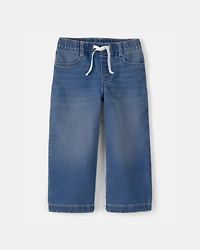 Toddler Girl Drawstring Wide-Leg Jeans - Dark Wash